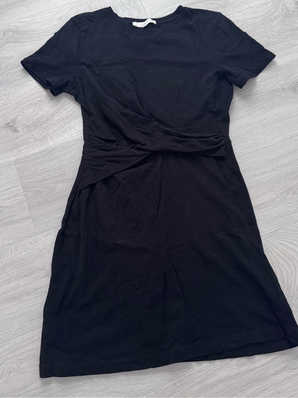 LOFT Black Twist-Waist Short Sleeve Mini Dress